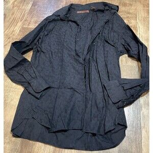 PERRY ELLIS Mens Dress Shirt XXL Black Button Up Long Sleeve